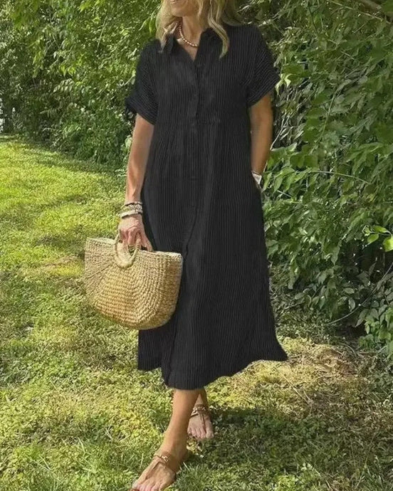 Women's Stripe Cotton Midi Dress