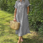 Women's Stripe Cotton Midi Dress