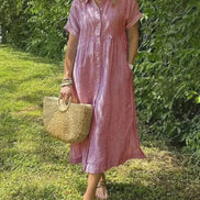 Women's Stripe Cotton Midi Dress